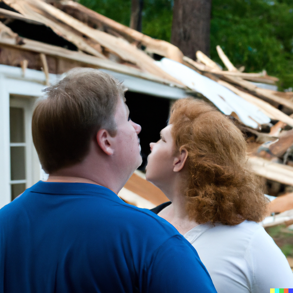 Two people reviewing home damage with a public adjuster in dallas, texas