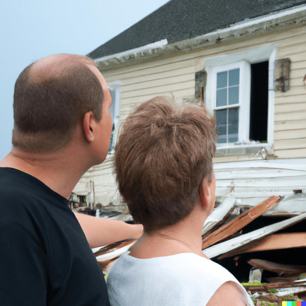 A married couple files insurance claims after storm damage to their home